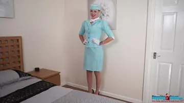 Lucy Lauren – Thick British Blonde Strips Off Her Uniform to Stockings
