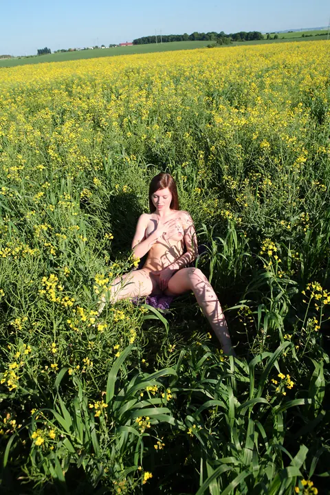 Redhead Strips Naked Outdoors and Spreads Her Legs Wide – photo 15 of 15