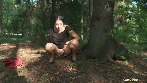 Diana Sweet: European Brunette Exposes Her Shaved Pussy in the Forest – photo 3 of 15