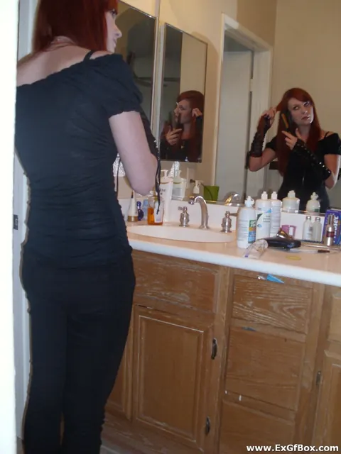Curly Redhead Strips Off Her Lingerie and Spreads Her Shaved Pussy – photo 5 of 20