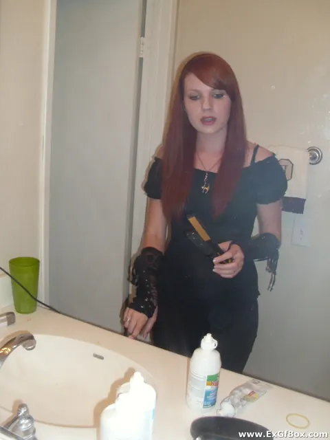 Curly Redhead Strips Off Her Lingerie and Spreads Her Shaved Pussy – photo 4 of 20
