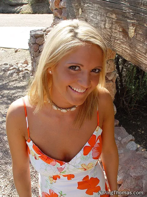 Spring Thomas: Tall Blonde MILF Strips Sundress and Spreads Outdoors – photo 2 of 19