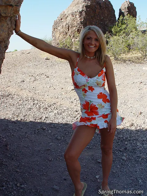 Spring Thomas: Tall Blonde MILF Strips Sundress and Spreads Outdoors – photo 3 of 19