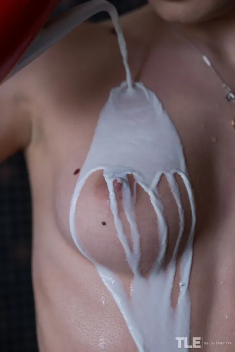 PAWG Pours Milk Over Her Body Before Spreading Her Shaved Pussy – photo 9 of 16