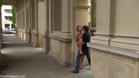 Carmen Blue: Short-Haired Brunette in a Skirt Sucks BBC and Gets Bound Outdoors – photo 12 of 20