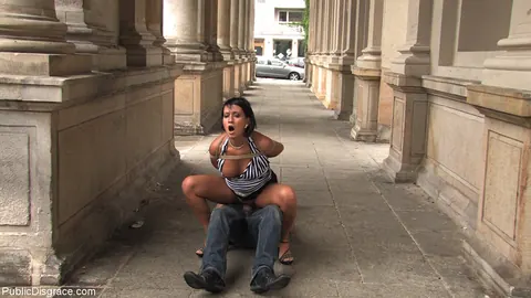 Carmen Blue: Short-Haired Brunette in a Skirt Sucks BBC and Gets Bound Outdoors – photo 18 of 20