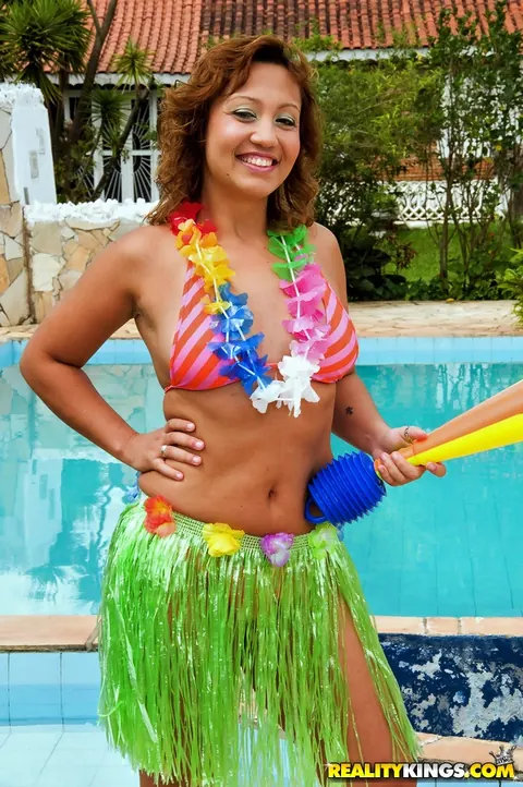 Sabrina Ferrari: Latina MILF Shows Her Hairy Pussy and Big Tits by the Pool – photo 1 of 16