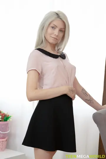 Tall European Blonde Spreads Her Creampied Pussy
