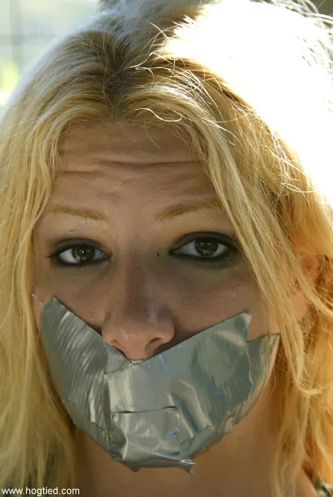 Dee Williams & Jenny Lee: Busty Blondes Hogtied and Spread Open Outdoors – photo 1 of 21