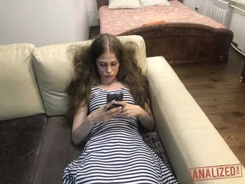 Anastasia Sharp: Slim Ukrainian Brunette Undresses for Double Penetration on the Sofa – photo 1 of 20