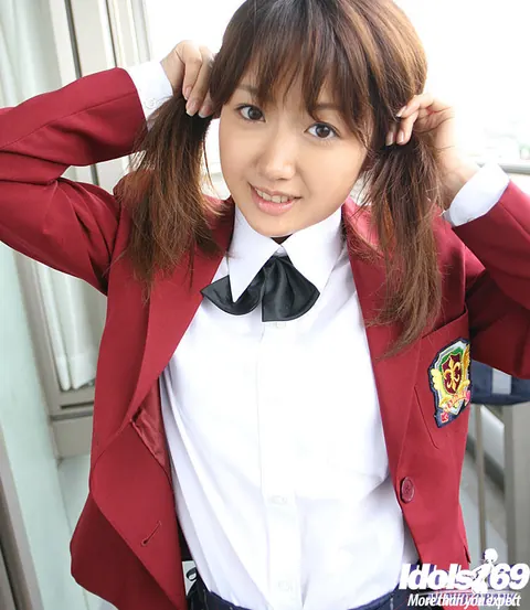 Asian Woman in Uniform Reveals Her Tits and Panties – photo 12 of 16