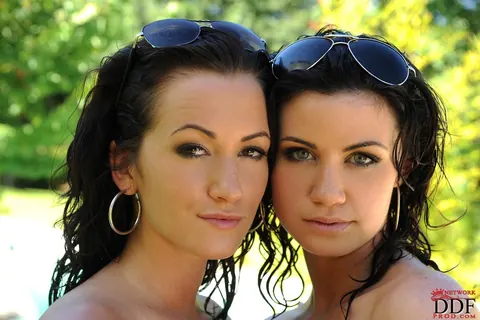 Shannon Reid: Brunette Lesbians in Bikinis and Glasses Oil Up and Lick by the Pool – photo 16 of 16
