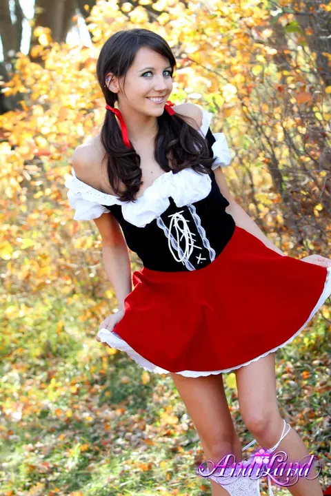 Andi Land: Skinny Cosplay Brunette Strips Out of Her Costume Outdoors – photo 13 of 15