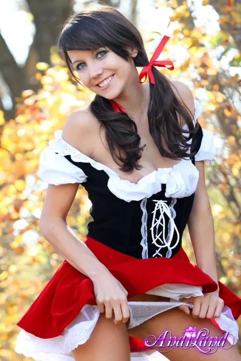 Andi Land: Skinny Cosplay Brunette Strips Out of Her Costume Outdoors – photo 12 of 15
