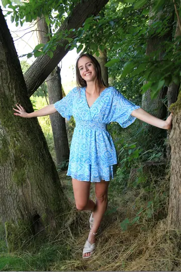 Tanned Brunette Poses Nude and Spreads in the Forest