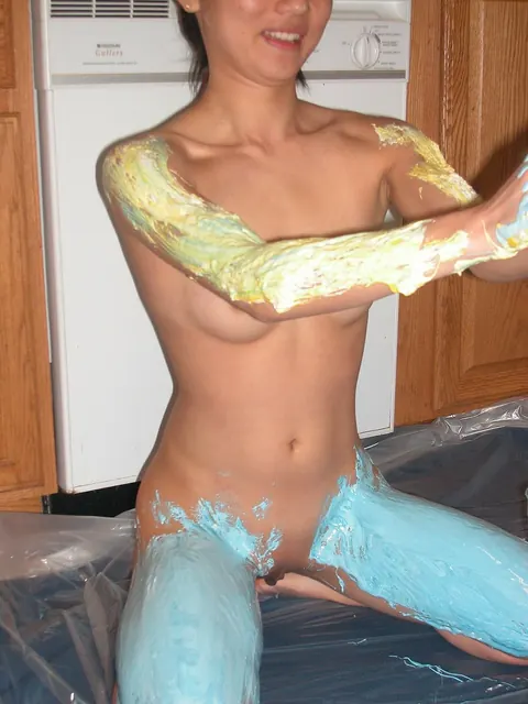 Kiana Li: Petite Asian Brunette Strips and Spreads in the Kitchen – photo 3 of 21