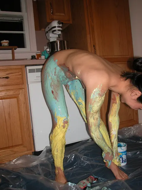 Kiana Li: Petite Asian Brunette Strips and Spreads in the Kitchen – photo 7 of 21