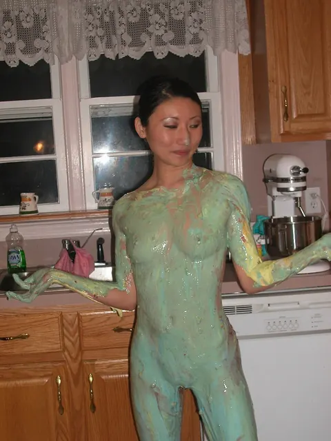 Kiana Li: Petite Asian Brunette Strips and Spreads in the Kitchen – photo 20 of 21