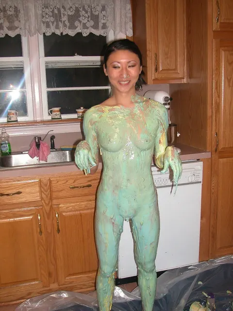 Kiana Li: Petite Asian Brunette Strips and Spreads in the Kitchen – photo 19 of 21