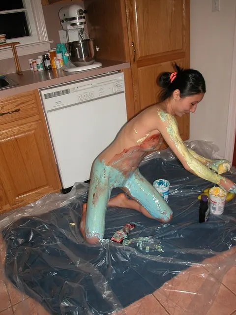 Kiana Li: Petite Asian Brunette Strips and Spreads in the Kitchen – photo 6 of 21