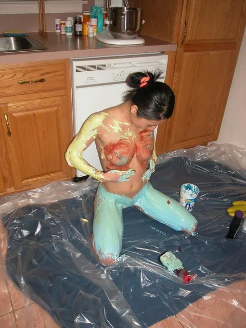 Kiana Li: Petite Asian Brunette Strips and Spreads in the Kitchen – photo 5 of 21