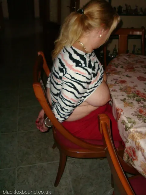 BBW MILF with Big Tits Stands Bound and Spreads Her Hairy Pussy – photo 6 of 16