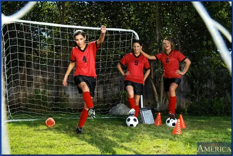 Carmen McCarthy: Thick Latinas in Soccer Shorts Share a Dick Outdoors – photo 7 of 21