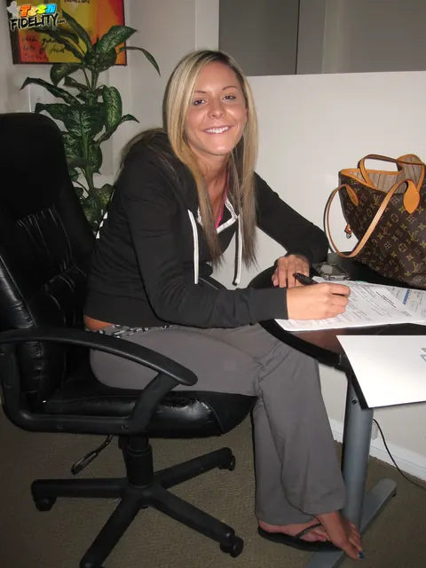 Nadia Noir: Tall Blonde Secretary Strips Nude and Spreads in the Office – photo 11 of 18