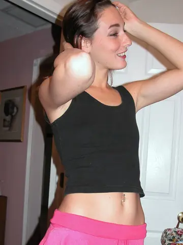 Slim Brunette Kneels in Her Skirt for a Blowjob