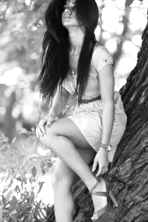 Petite Brunette Strips Out of Her Skirt Outdoors – photo 1 of 20
