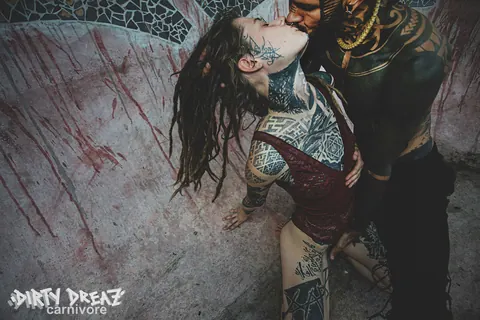 Thick Tattooed Woman with Pigtails Sucks and Gets Licked by the Pool – photo 1 of 16