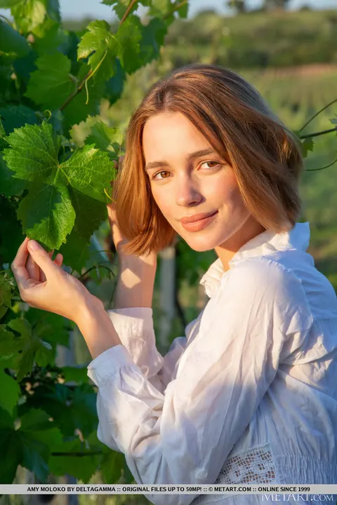 Amy Moloko: Short-Haired Brunette Strips Off Her Skirt in Vineyard – photo 2 of 18