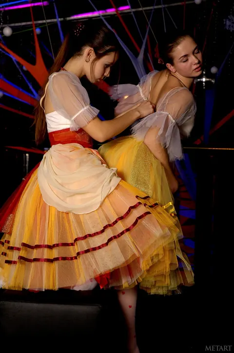 Two PAWGs in Dresses and Stockings Kiss and Strip – photo 5 of 21