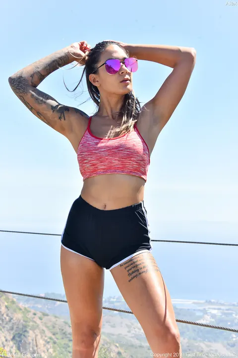 Alexis Zara: Athletic Latina MILF Strips Out of Her Shorts Outdoors – photo 7 of 15