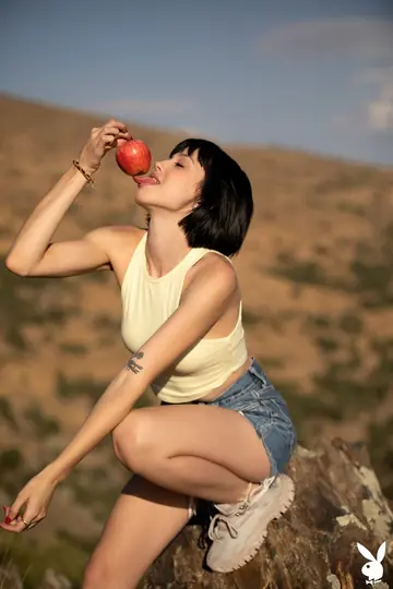 Slim Woman Strips Naked and Poses Outdoors