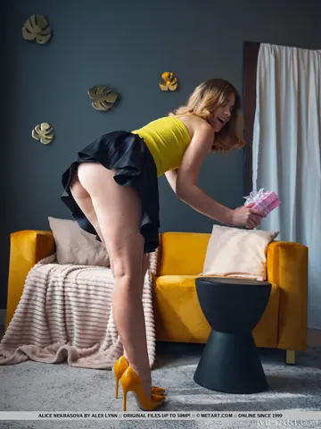 Alice Nekrasova – Blonde PAWG in Heels Strips and Spreads