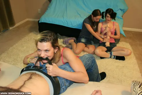 Zoe Rae: Busty Pigtail Brunette and Friend Share a Huge Dildo Then Suck Cock – photo 6 of 12