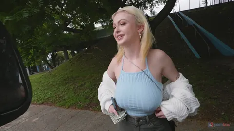 Carrie Sage: Blonde with Big Natural Tits Rides Cock in a Van Outdoors – photo 12 of 21