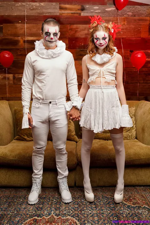 Scarlet Skies: Petite Redhead in Halloween Costume Fucks and Spreads Her Legs – photo 17 of 21