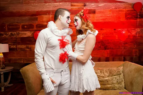 Scarlet Skies: Petite Redhead in Halloween Costume Fucks and Spreads Her Legs – photo 19 of 21