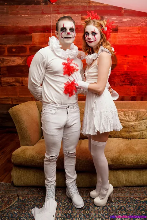 Scarlet Skies: Petite Redhead in Halloween Costume Fucks and Spreads Her Legs – photo 20 of 21
