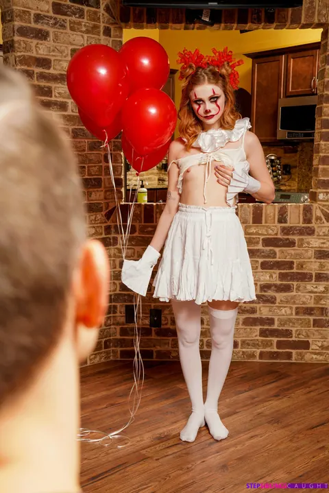 Scarlet Skies: Petite Redhead in Halloween Costume Fucks and Spreads Her Legs – photo 4 of 21