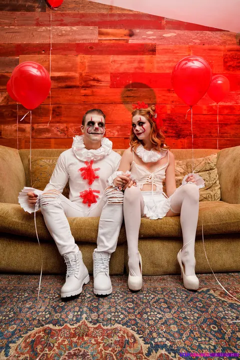 Scarlet Skies: Petite Redhead in Halloween Costume Fucks and Spreads Her Legs – photo 21 of 21