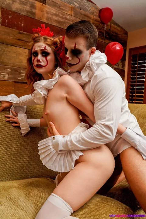 Scarlet Skies: Petite Redhead in Halloween Costume Fucks and Spreads Her Legs – photo 11 of 21