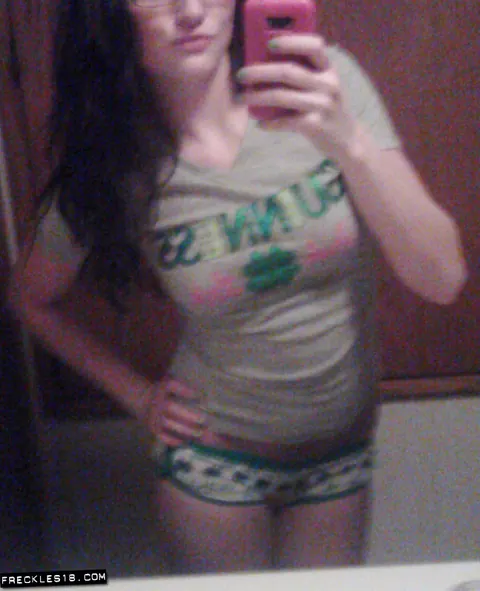 Brunette with Big Natural Tits Takes Topless Selfies in Panties – photo 2 of 12