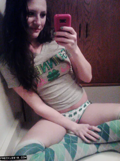 Brunette with Big Natural Tits Takes Topless Selfies in Panties – photo 3 of 12