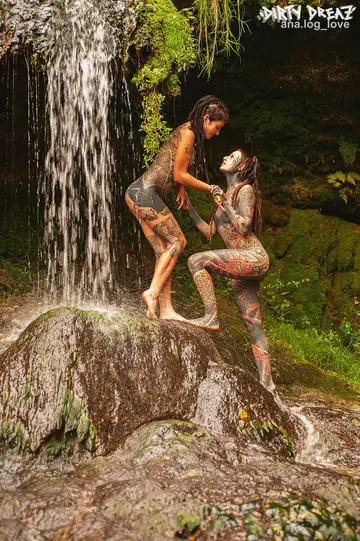European Lesbians with Pigtails Have Sex on a Bridge