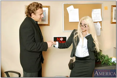 Gina Lynn: Blonde Latina MILF Rides Cowgirl in the Office – photo 1 of 16