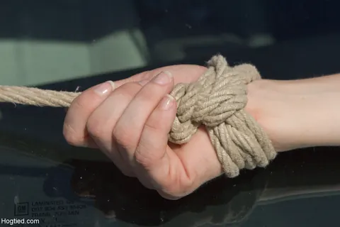 Cherry Torn: Tattooed Blonde with Big Tits Tied to Car in Desert – photo 14 of 20