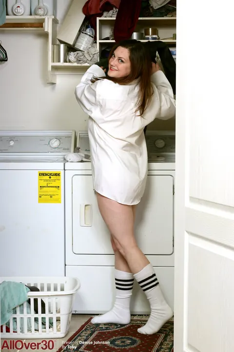 Denise Johnson: Busty Hairy MILF in Socks Spreads Her Legs Wide – photo 3 of 21